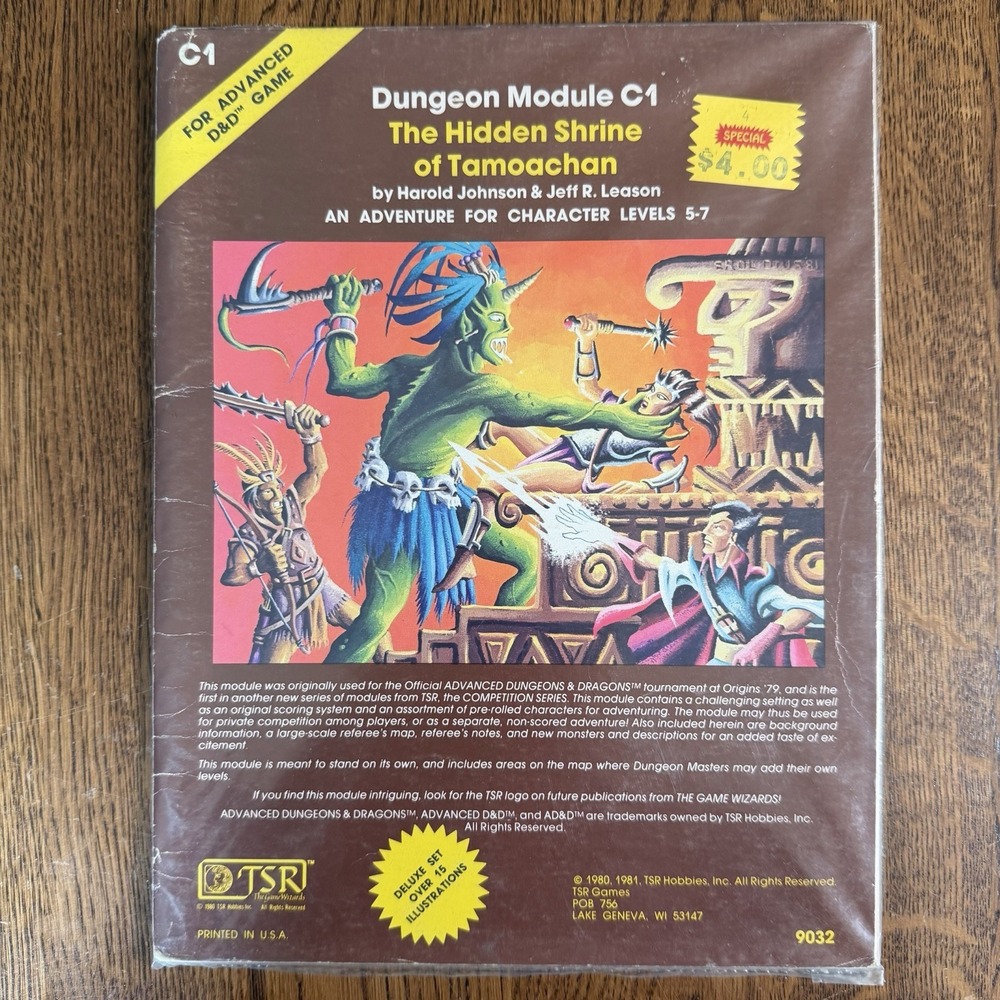 Vintage AD&D C1 Hidden Shrine of Tamoachan TSR 9032 D&D Module 1980/81
